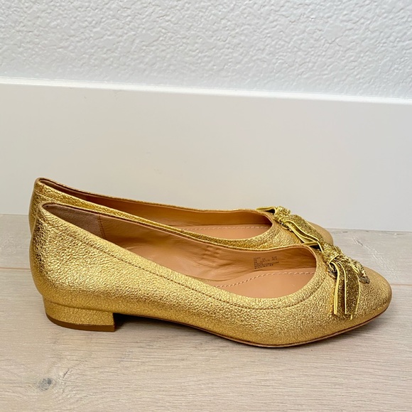 New Coach gold ballerina shoes with block heel - Picture 3 of 8